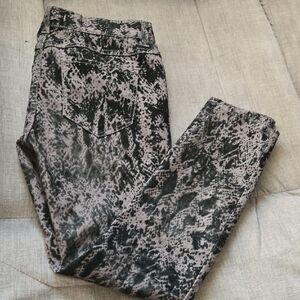 Free People Black and Gray Snake Print Skinny Pants